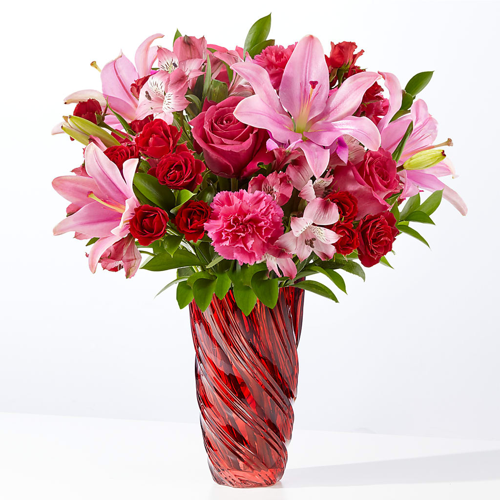 In Love Bouquet with Luxe Swirl Vase – Sunset Ridge Floral Llc, Morganton NC
