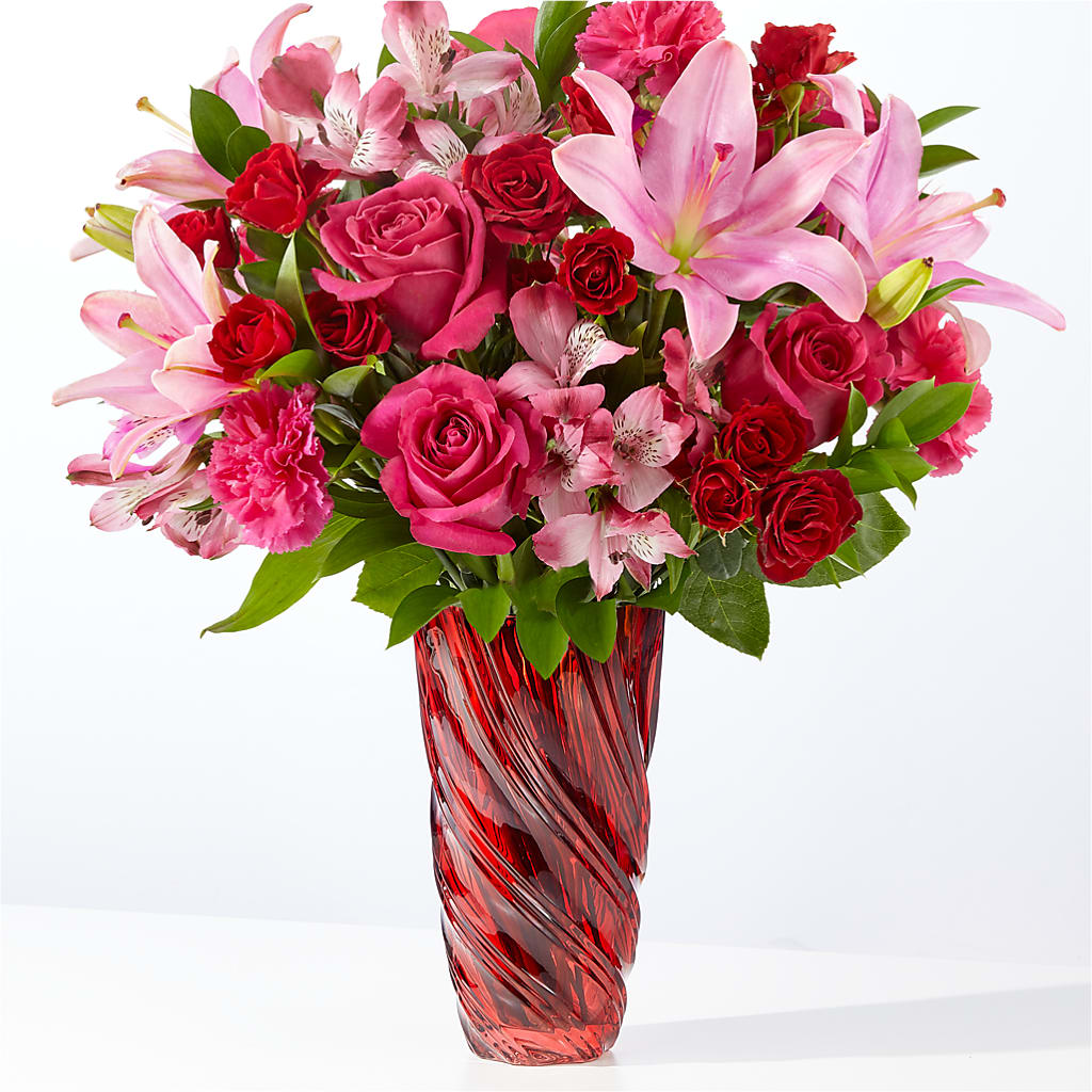 In Love Bouquet with Luxe Swirl Vase – Sunset Ridge Floral Llc, Morganton NC