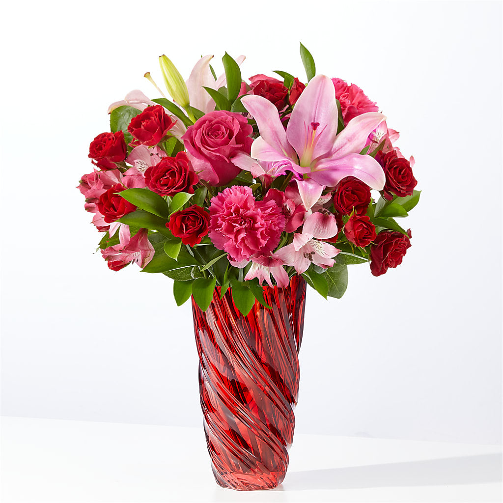In Love Bouquet with Luxe Swirl Vase – Sunset Ridge Floral Llc, Morganton NC