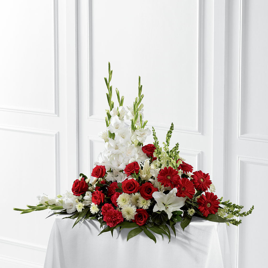 Crimson & White Arrangement – Sunset Ridge Floral Llc, Morganton NC