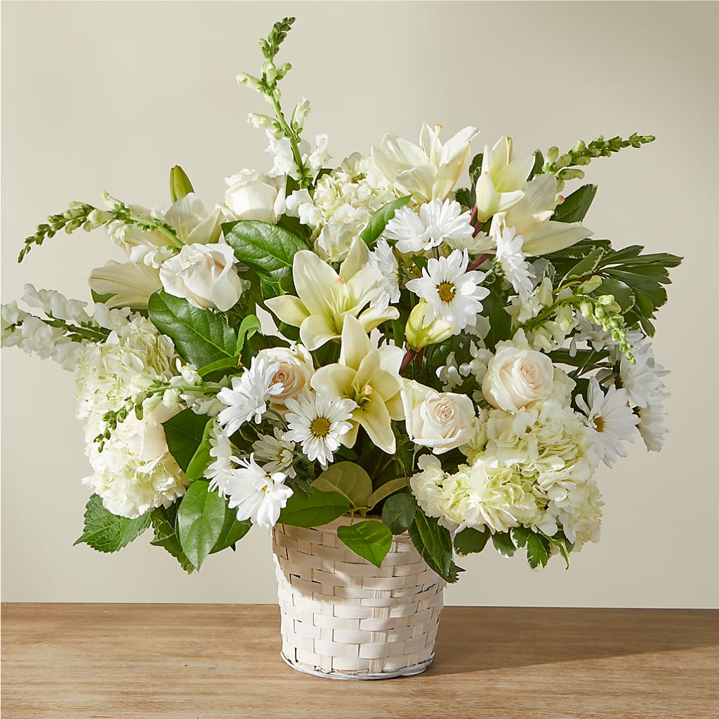 Ivory Elegance Floral Basket – Sunset Ridge Floral Llc, Morganton NC
