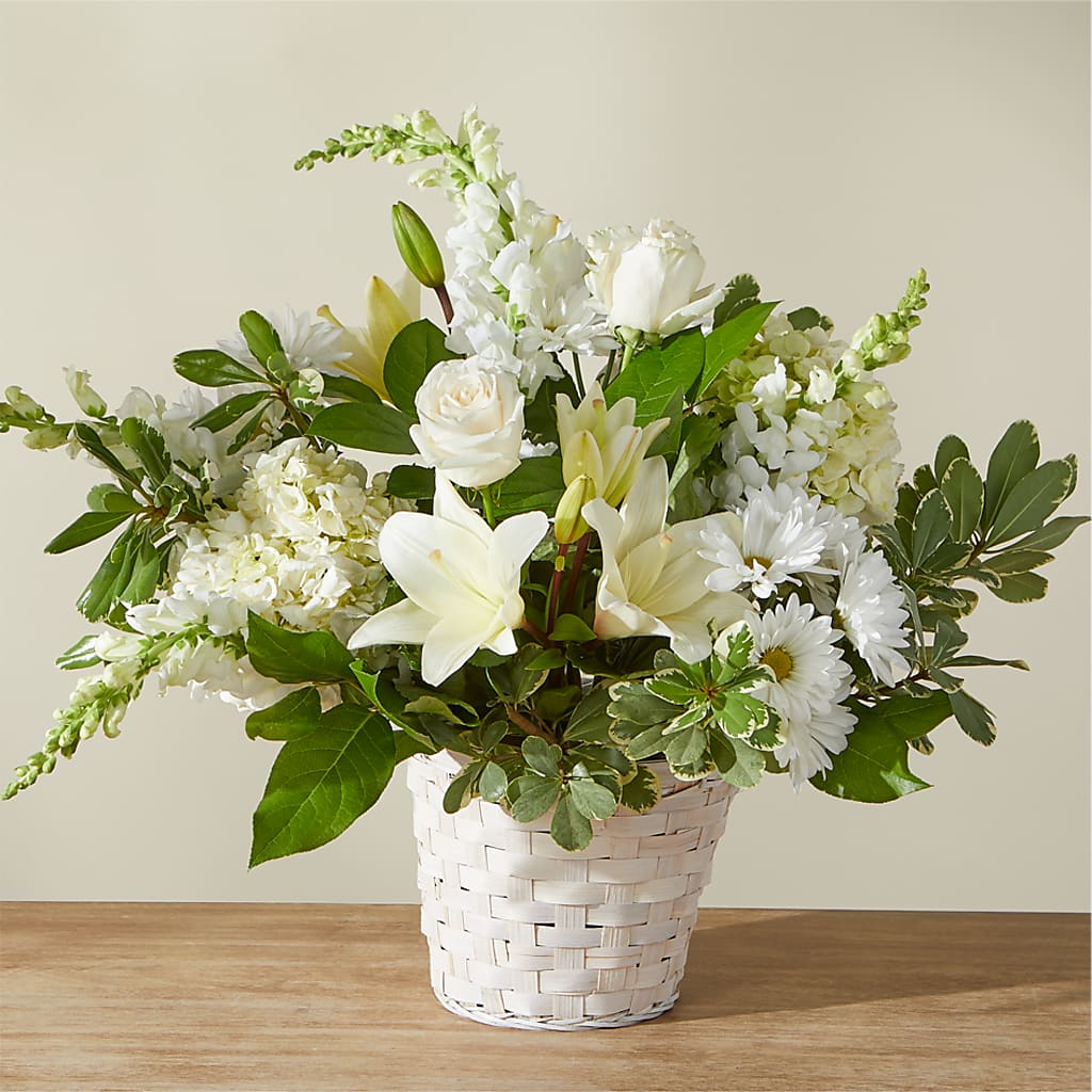 Ivory Elegance Floral Basket – Sunset Ridge Floral Llc, Morganton NC