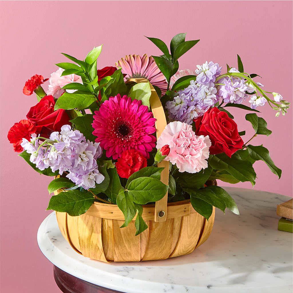 Pink Picnic Basket – Sunset Ridge Floral Llc, Morganton NC