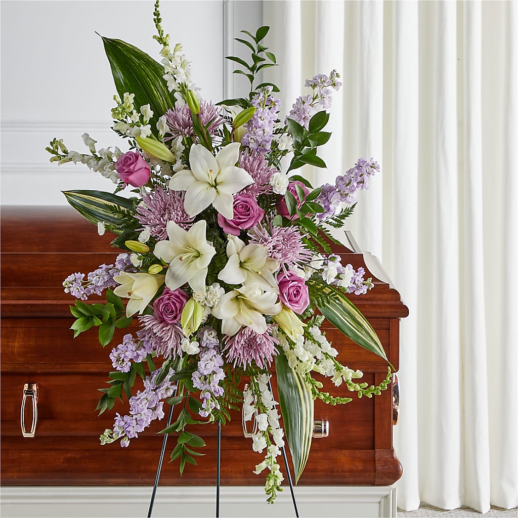 Grateful Hearts Standing Spray – Sunset Ridge Floral Llc, Morganton NC