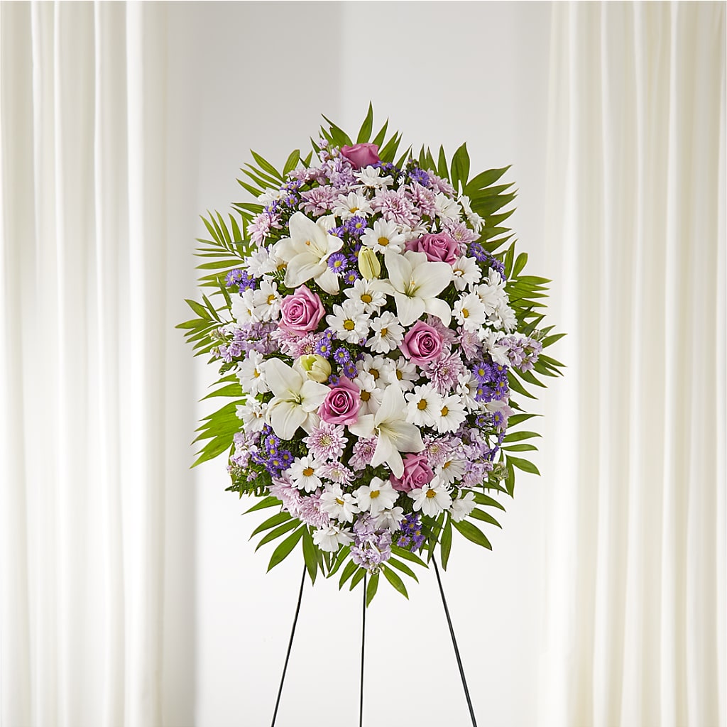Surrounded by Love Standing Spray – Sunset Ridge Floral Llc, Morganton NC