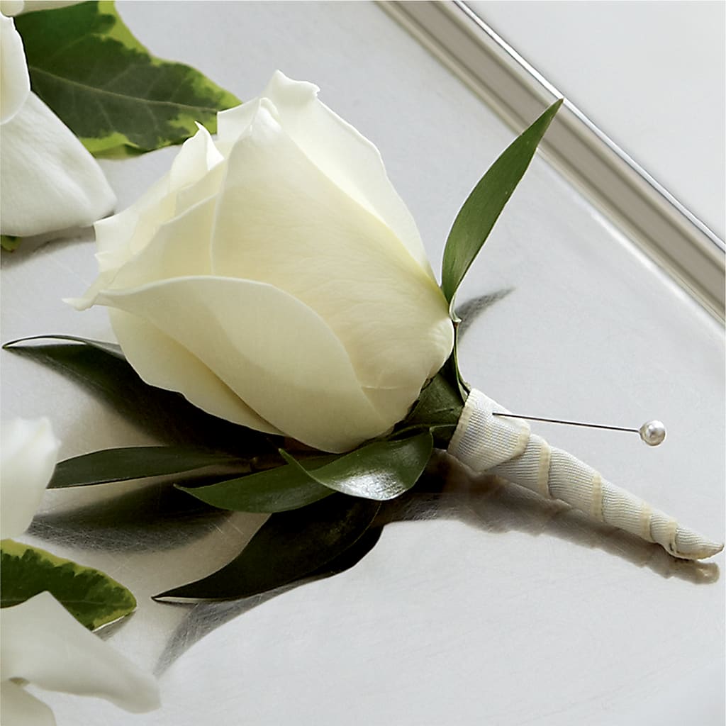 White Rose Boutonniere – Sunset Ridge Floral Llc, Morganton NC