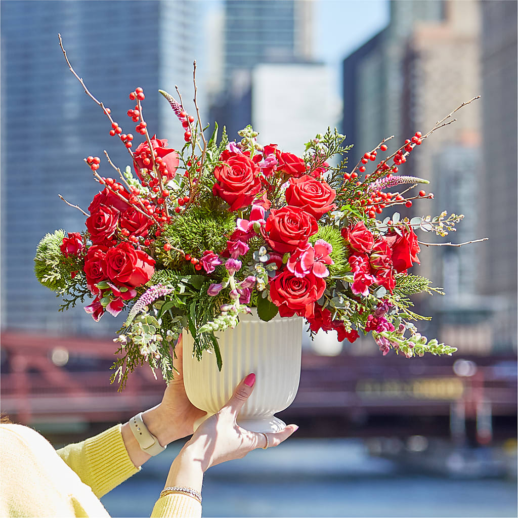 Big Red Bow Bouquet –  Sunset Ridge Floral Llc, Morganton NC