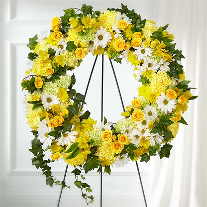 Golden Remembrance Wreath –  Sunset Ridge Floral Llc, Morganton NC
