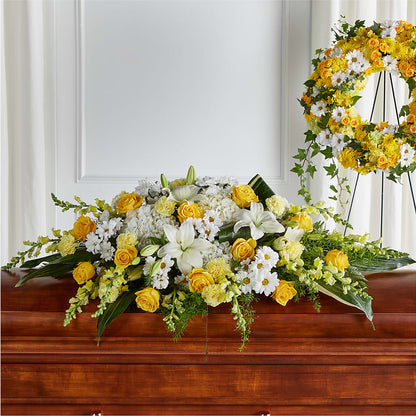 Golden Harmony Casket Spray –  Sunset Ridge Floral Llc, Morganton NC