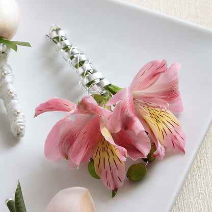 Pink Peruvian Lily Boutonniere –  Sunset Ridge Floral Llc, Morganton NC
