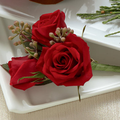 Red Spray Rose Boutonniere –  Sunset Ridge Floral Llc, Morganton NC