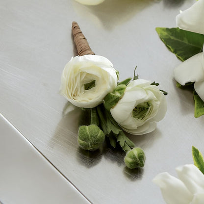 White Ranunculus Boutonniere –  Sunset Ridge Floral Llc, Morganton NC