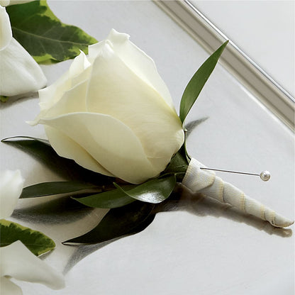 White Rose Boutonniere –  Sunset Ridge Floral Llc, Morganton NC